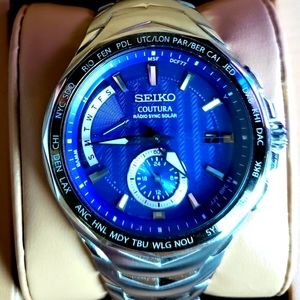 Coutura Men's Radio Sync Solar Dual Time Watch